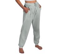 Women's Straight Leg Fleece Joggers - High Waisted Tapered Sweatpants with Pockets for Yoga & Lounge Wear Elasticated High Waisted Jogger Bottoms Leisure Pants Grey