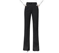 Women's Straight Leg High Waist Work Pant Thick Wool Straight Suit Pant Side Pockets Trousers Black