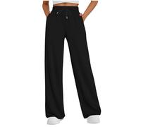 Women's Straight Leg Work Trousers - Tummy Control Professional Suits Pants for Women, Workout Yoga Office Work Trousers Loose Fit Jogging Pants Stretch Winter Christmas Trousers Black