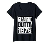 Womens Straight Outta 1978 Classic Years Birth of Birthday Vintage V-Neck T-Shirt