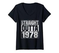Womens Straight Outta 1978 Classic Years Vintage Birth of Birthday V-Neck T-Shirt