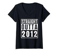 Women's Straight Outta 2012 Birth of Birthday Classic Years Vintage V-Neck T-Shirt