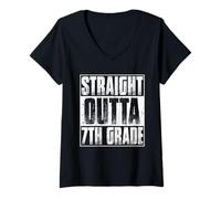 Women's Straight Outta 7th Grade Graduation Class 2026 Seventh Grade V-Neck T-Shirt