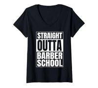 Women's Straight Outta Barber School Funny Barber License Training V-Neck T-Shirt