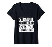 Women's Straight Outta Basketball Assistant Coaching V-Neck T-Shirt