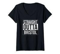 Womens Straight Outta Bristol - UK England Hometown City V-Neck T-Shirt