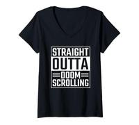 Women's Straight Outta Doom Scrolling V-Neck T-Shirt