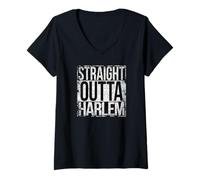 Womens Straight Outta Harlem Grungy Style V-Neck T-Shirt