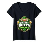 Women's Straight Outta Ireland Irish Pride St Patricks Day V-Neck T-Shirt