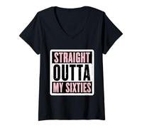 Womens Straight Outta My Sixties Womens 70th Birthday Seventy V-Neck T-Shirt
