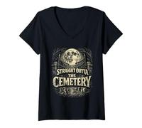 Women's Straight Outta The Cemetery Goth V-Neck T-Shirt