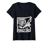 Womens Straight Outta The Penalty Box Ice Hockey Player Goalie Fan V-Neck T-Shirt