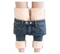 Womens Straight Thermal Jeans Plush Lined Thick Denim Trousers for Winter Ladies Casual Pants Relaxed Leisure Thick Velvet Jeans for Women UK Denim Seatpants Outdoor Workout Hiking Sports