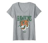 Womens Stranger Things Hawkins High Tiger Mascot V-Neck T-Shirt