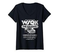 Womens Stranger Things Hawkins Hitmaker WSQK Back V-Neck T-Shirt