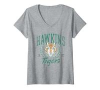 Womens Stranger Things Tiger Laurel V-Neck T-Shirt