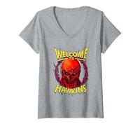 Womens Stranger Things Vecna Welcome to Hawkins V-Neck T-Shirt