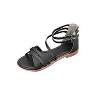 Womens Strap Gladiator Shoes UK Sale Clearance,Low Heeled Sandals Ladies Summer Casual Sandal Double Buckle Back Zip Sandals Cross Strappy Slides Flat Slippers Beach Flip Flops Walking Footwear