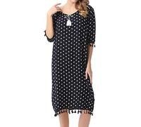 Women's Strap Nightdress Women's Pajamas Cotton Simple Polka Dot Nightdress Summer Home Clothes (Color : Black, Size : L)