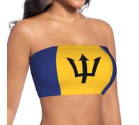 Women's Strapless Bandeau Top Non-Slip Elastic Seamless Top Casual Summer | Flag Of Barbados Strapless Bandeau Top, Non-Slip, Stretchy Breathable For Daily.