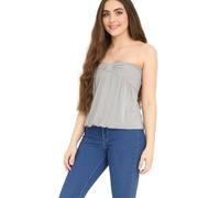 Womens Strapless Boob Tube Top Sleeveless Knot Bow Detail Bandeau Blouse Ladies Casual Stretchy Summer Top Light Grey 24-26