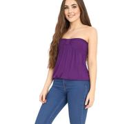 Womens Strapless Boob Tube Top Sleeveless Knot Bow Detail Bandeau Blouse Ladies Casual Stretchy Summer Top Purple 16-18