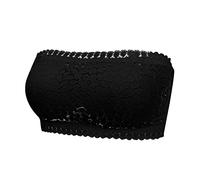 Women's Strapless Bra Padded Basic Layering Seamless Bra Bandeau Crop Tube Top Bra Floral Lace Soft Stretch Bralette