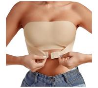 Women's Strapless Bra Push up Bandeau Bra Wireless Anti-Slip Front Closure Seamless Bras Casual Invisible Convertible Full Coverage Padded Everyday Wedding Supportive Brasier