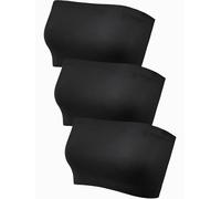 Women's Strapless Bralette Seamless Bandeau Stretchy Non-Padded Bandeau Tube Top Bra in Multi Color, 3 Pieces (Color Set 10) (Black, F Size)