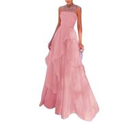 Women's Strapless Chiffon Prom Dress Long Sleeveless A line Bridesmaid Dresses Formal Evening Gown Wedding Dresses Blush UK6