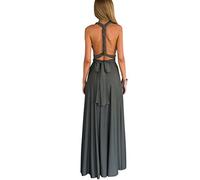 Women's Strapless Convertible Transformer Multi Way Wrap Cocktail Evening Party Dress Spaghetti Strap V Neck Floor Length A-Line Bandage Wedding Bridesmaid Casual Long Prom Maxi Dress Deep Grey XS