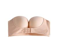 Women's Strapless Front Buckle Push Up Slightly Padded Bandeau Bra Plus Size Wirefree Invisible Tube Top Bra