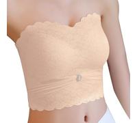 Women's Strapless Push Up Bra Slip Design Sweetheart Neckline Support for Large Bust Minimizes Appearance (Beige, XXL)
