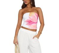 Women's Strapless Striped Tube Top Y2k Going Out Bandeau Crop Tops Sleeveless Cami Shirt Off Shoulder Vest Tank Y2K Streetwear