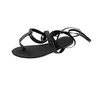 Women's Strappy Flat Sandals Gladiator Thong Lace Up Ankle Wrap Open Toe Soft Sole Beach Walking Casual Summer Dress Footwear Comfortable Lightweight Vacation Boho Fashion Black, Size 4