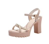 Women's Strappy High Heel Dress Sandals Beige