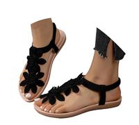 Women's Strappy Sandals Flat Summer Shoes Women's Comfortable Open Barefoot Shoes with Floral Pattern Sandals Bohemian Slippers Minimalist Slippers Elegant Toe Sandals Large Sizes Strappy Sandals