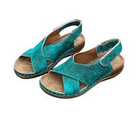 Womens Strappy Sandals Thick Sole Womens Touch Fasten Sandals Low Wedge Walking Sandal With Arch Support Orthopedic Sport Sandal Slip On Cross Strap Sliders Summer Outdoor Sliders
