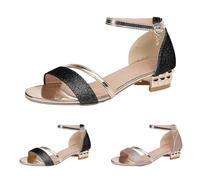 Women's Strappy Sandals with Black Heel, Toe Sandals, Women's Summer Elegant, Orthopaedic Sandals, Modern Ballet Flats, Non-Slip Dance Shoes, Open Summer Shoes, Comfortable Pumps, Block Heel Sandals