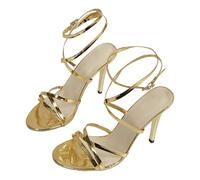 Women's Strappy Sandals with Bright Heel, Dance Shoes, Women's Gold Glitter High Heel Shoes, Quick Drying Women's Shoes, Breathable High Shoes, Arch Support, High Heel Sandals, Lightweight Peeptoe