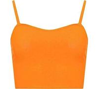 Womens Strappy Sleeveless Bra Ladies Bralet Crop Stretch Vest Top Cami Basic Bralet Gym Sports Running Crop Top (Neon Orange UK 8-10)