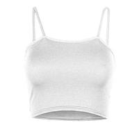 Womens Strappy Sleeveless Bra Ladies Bralet Crop Stretch Vest Top Cami Basic Bralet Gym Sports Running Crop Top (Cream UK 12-14)