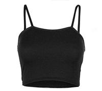 Womens Strappy Sleeveless Bra Ladies Bralet Crop Stretch Vest Top Cami Basic Bralet Gym Sports Running Crop Top (Black UK 8-10)