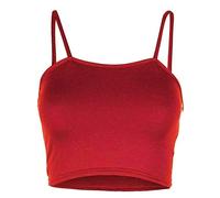Womens Strappy Sleeveless Bra Ladies Bralet Crop Stretch Vest Top Cami Basic Bralet Gym Sports Running Crop Top (Red UK 12-14)