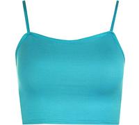 Womens Strappy Sleeveless Bra Ladies Bralet Crop Stretch Vest Top Cami Basic Bralet Gym Sports Running Crop Top (Turquoise UK 8-10)