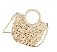 Women's Straw Bag Casual Shopper Shoulder Bag Drawstring Fashionable Daily Shopping Handbag for Various Occasion