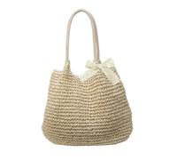 Women's Straw Beach Bag, Straw Tote Bag Hand-Woven, Large Braided Lightweight Summer Handbag, Boho Chic Basket Bag, Vintage for Travel, Holiday, Shopping (Beige)
