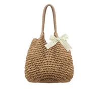 Women's Straw Beach Bag, Straw Tote Bag Hand-Woven, Large Braided Lightweight Summer Handbag, Boho Chic Basket Bag, Vintage for Travel, Holiday, Shopping (Khaki)