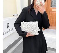 Womens Straw Clutch Bag Simple Ladies Vintage Handle Straw Bag Summer Beach Bag(White)