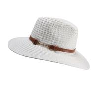 Women's Straw Fedora Hat with Belt Detail